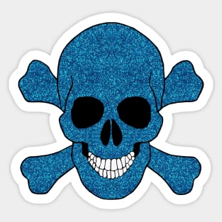 Faux Blue Glitter Skull And Crossbones Sticker